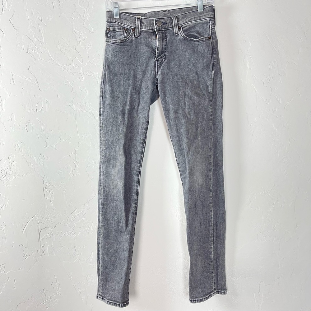 Levis Jeans Denim Premium 511 Original Slim‎ Fit Washed Gray Leather Tab Knit